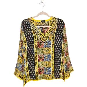 Tolani Silk Bohemian Printed Blouse Size Medium